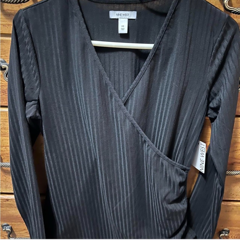 Nine West Charcoal V-Neck Top